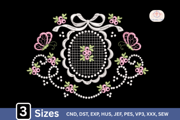 Download Vintage Lace Floral Bow Monogram Frame - Premium Bundle